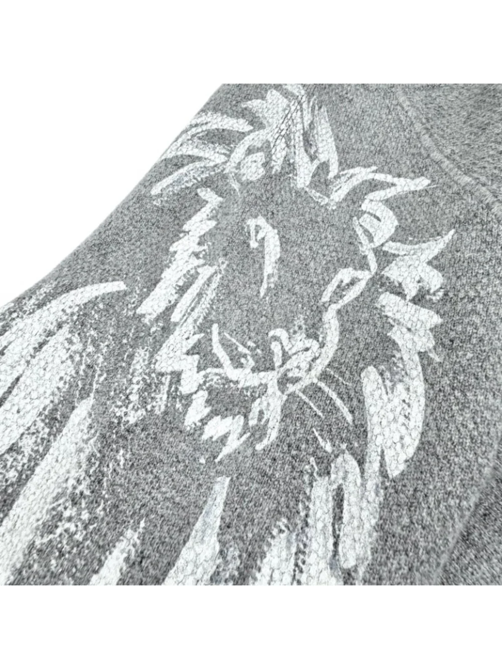 Chanel Cashmere Lion Crew Neck Long Sleeve Knit Sweater Gray 38